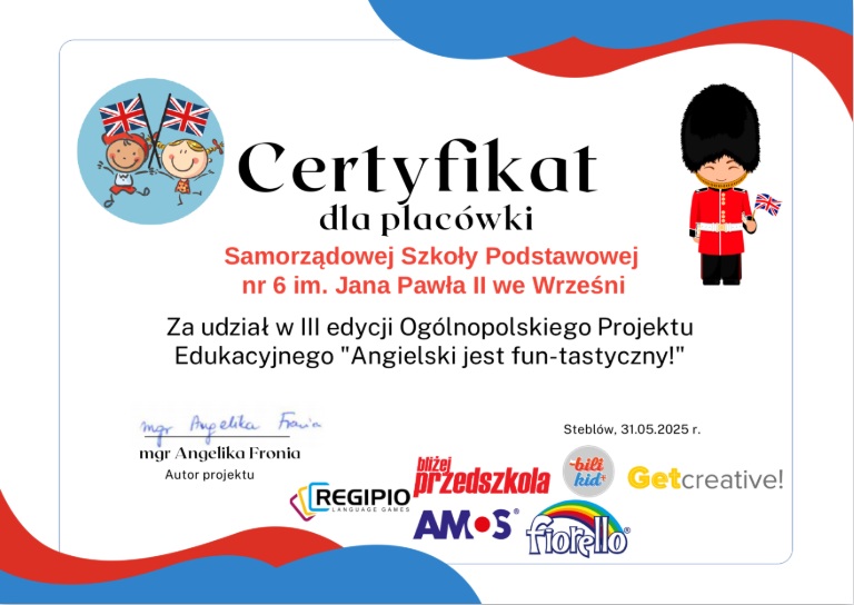 OGÓLNOPOLSKI PROJEKT EDUKACYJNY „ANGIELSKI JEST FUN-TASTYCZNY”
