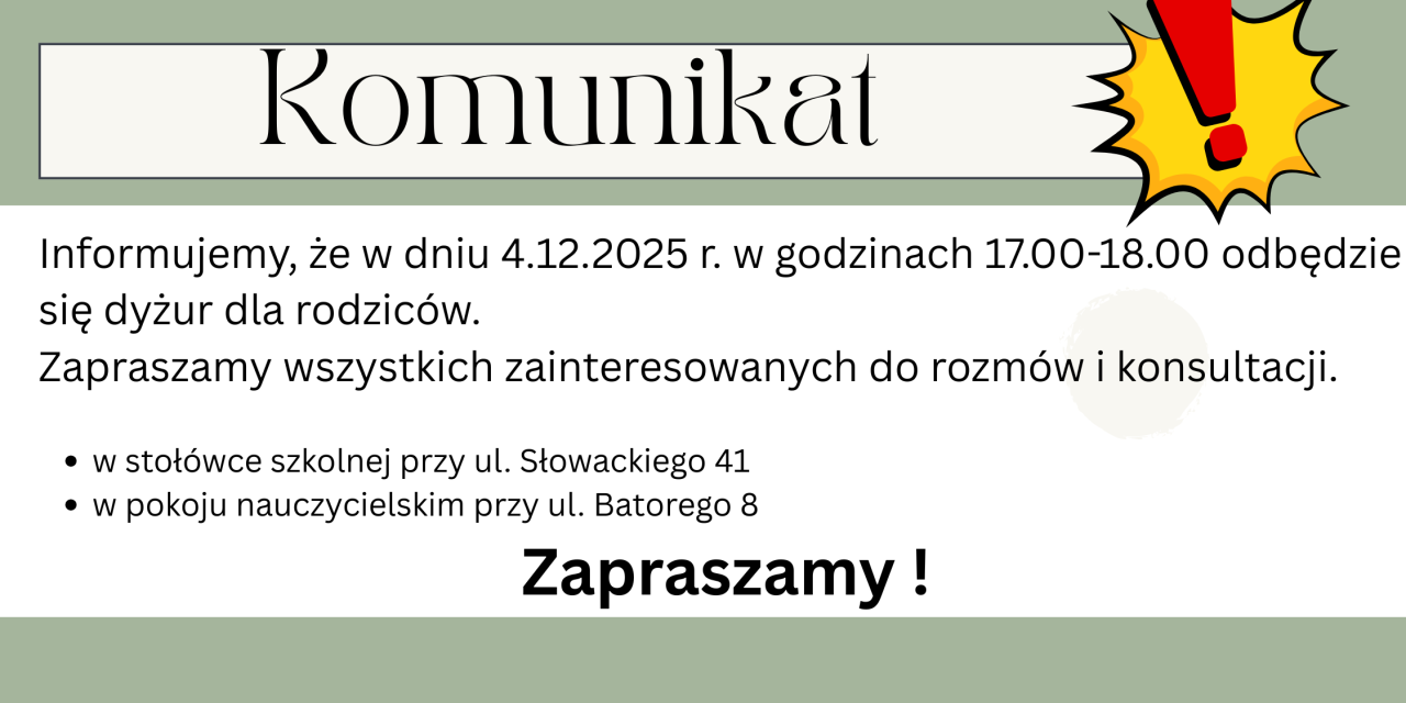 Komunikat dla rodziców
