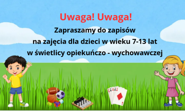 Zapisy na świetlice opiekuńczo-wychowawczą